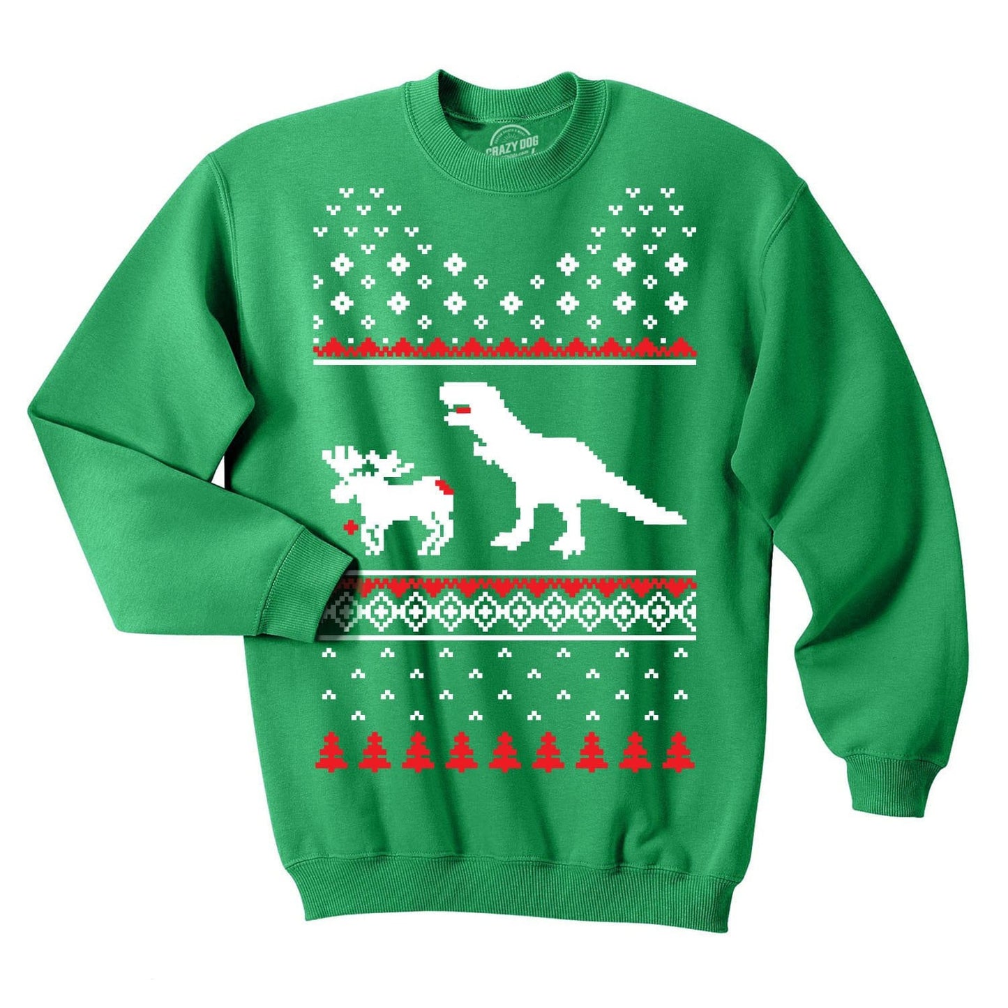 Reindeer Sweater, Ugly Christmas Sweater, Crew Neck Sweater, Tacky Xmas Jumper, T Rex Top, Co Worker Gift, Trex Attack Reindeer