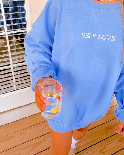 self love club crewneck, trendy crewneck, crewneck sweatshirt, love yourself hoodie, self care hoodie, oversized sweatshirt, self love crew